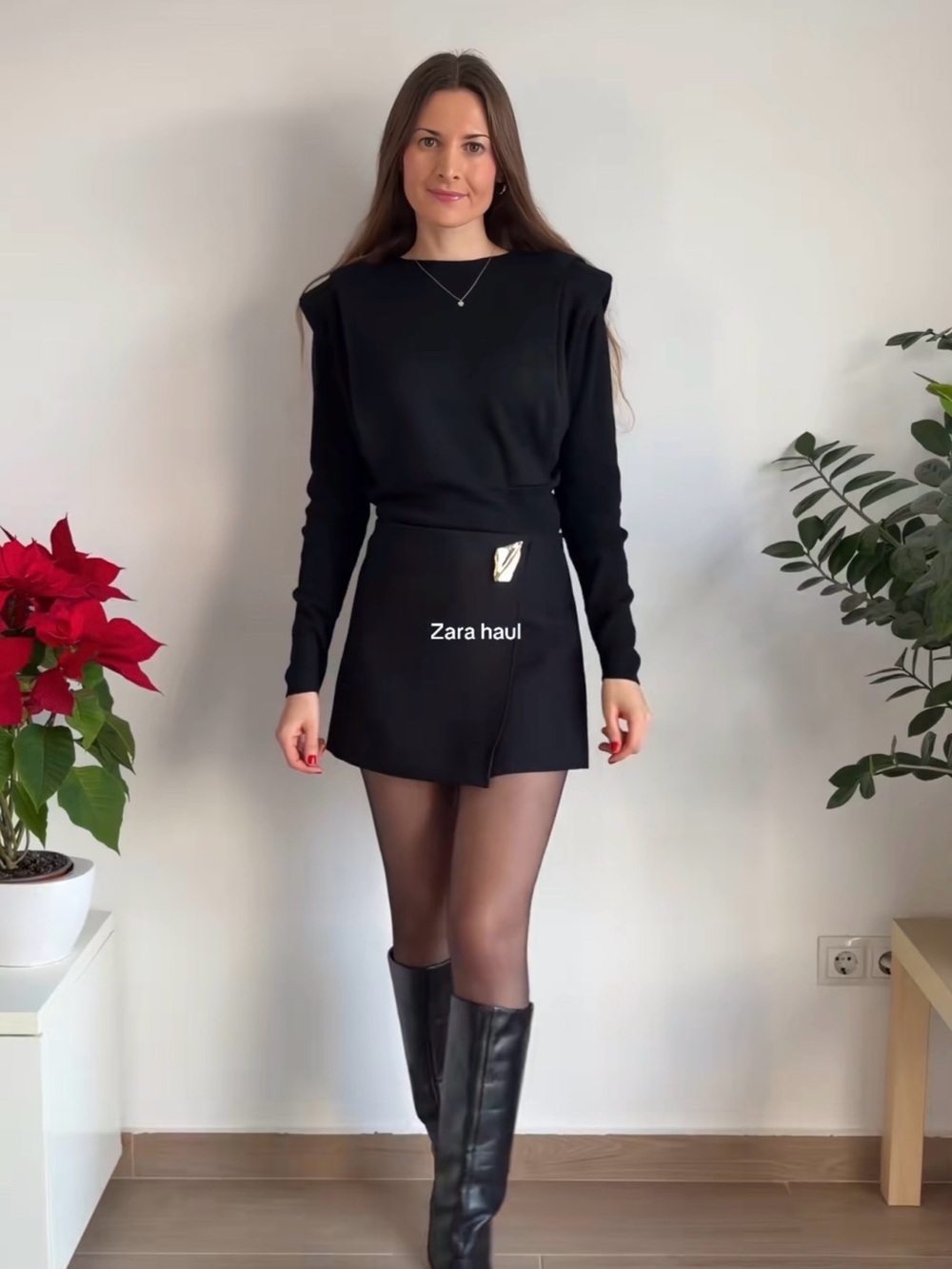 Zara Black Asymmetrical Culotte Skirt with Gold Appliqué NWT ❗️